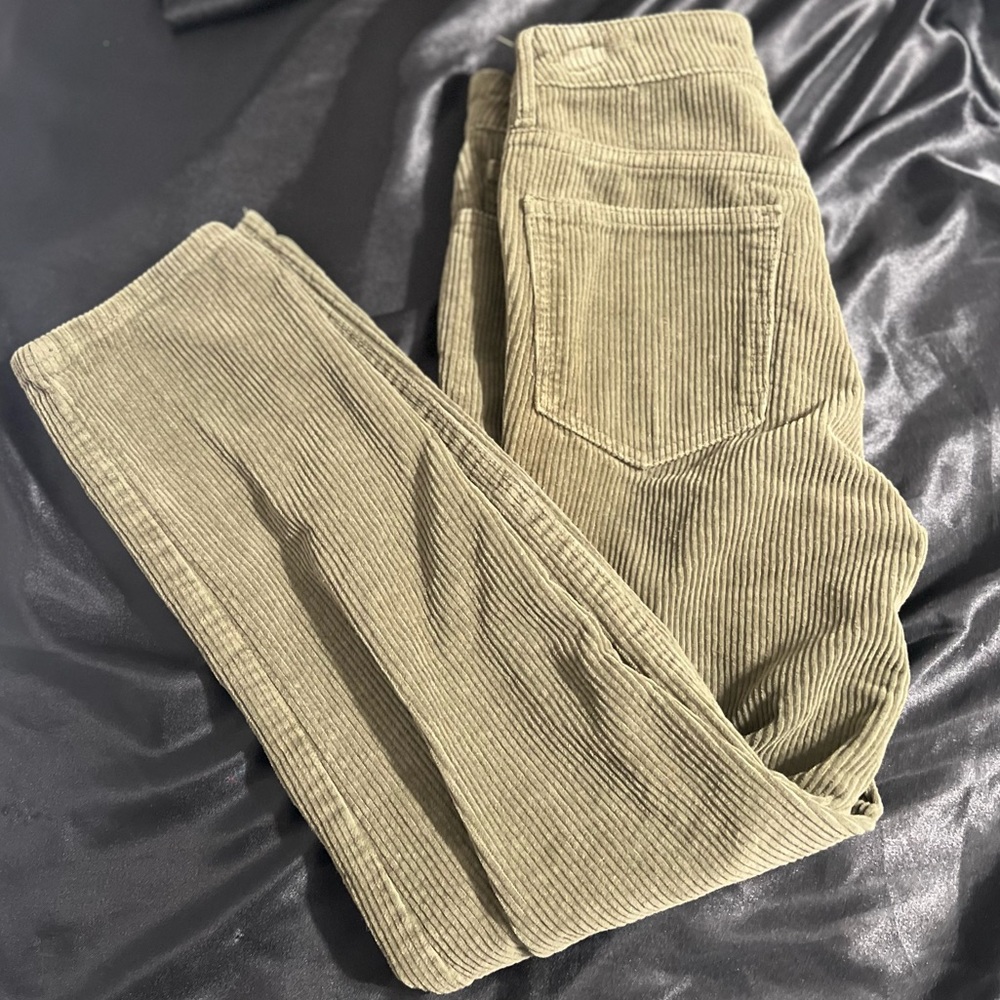Olive green, courduroy mom jeans